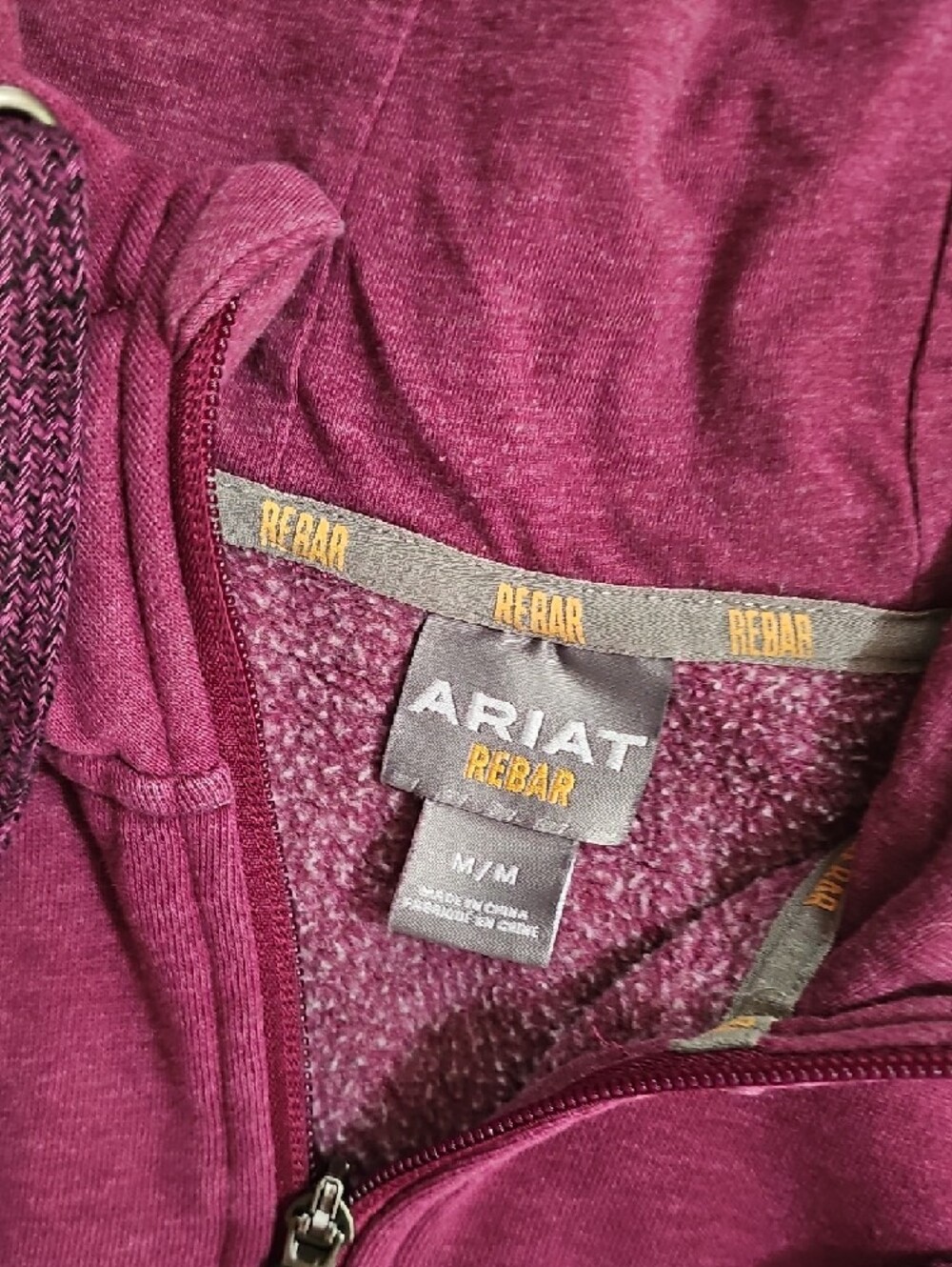 Ariat Rebar Maroon Half-Zip Hooded Pullover - Picture 2 of 2